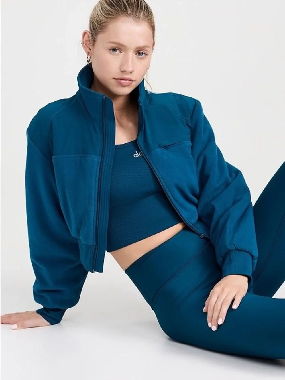 Alo Yoga Polar Fleece blue cropped jacket